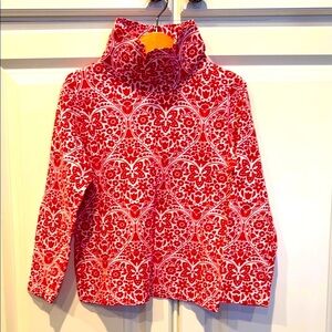 Boden Valentine Heart and Floral Long Sleeve Turtleneck Cotton Top